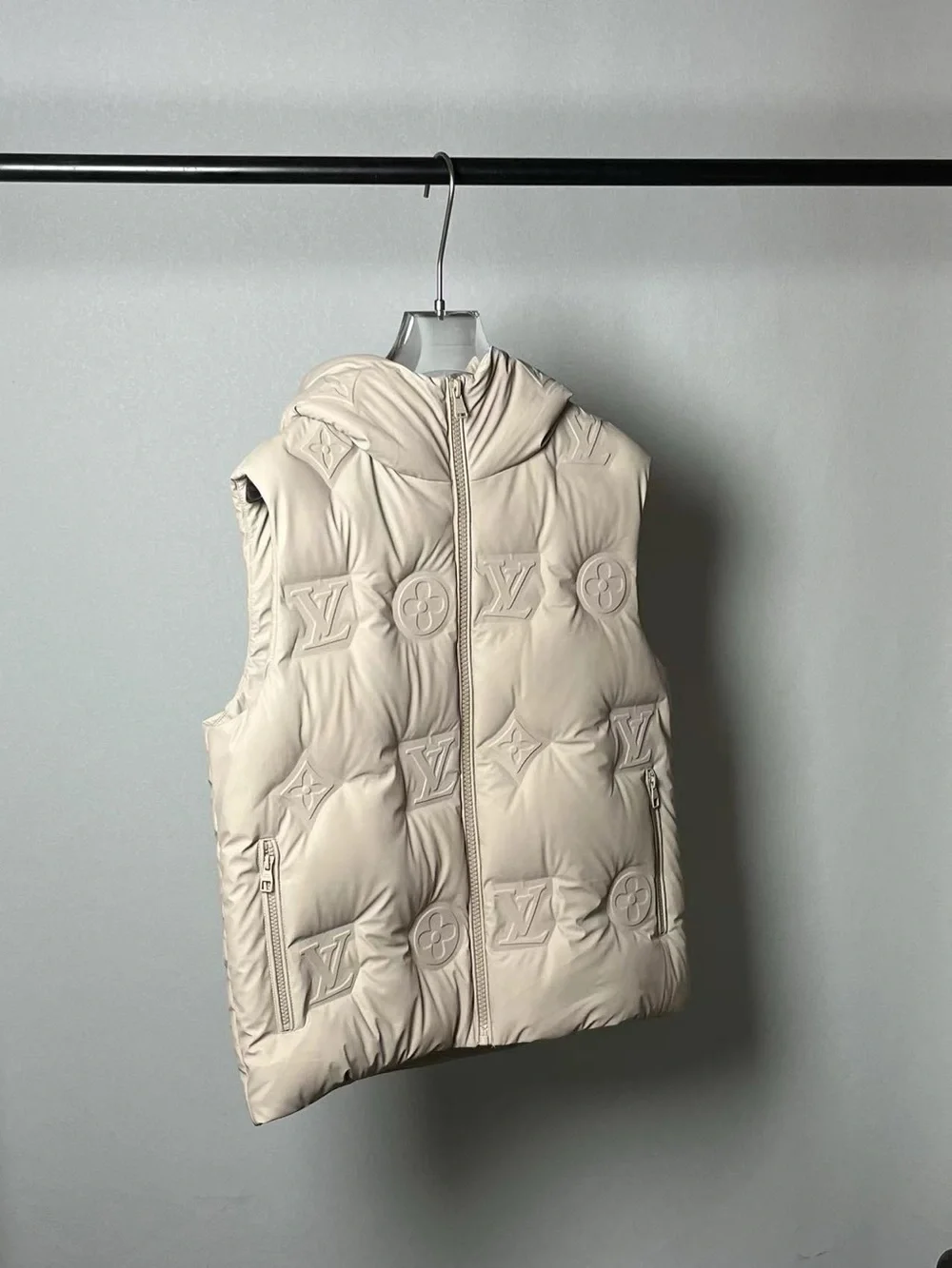 Louis Vuitton Cream Quilted Monogram Hooded Puffer Vest🦋